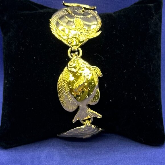 Rare Find!  Maurice Milleur Gold-Plated Pewter “Reef Fish” Bracelet - Picture 10 of 15